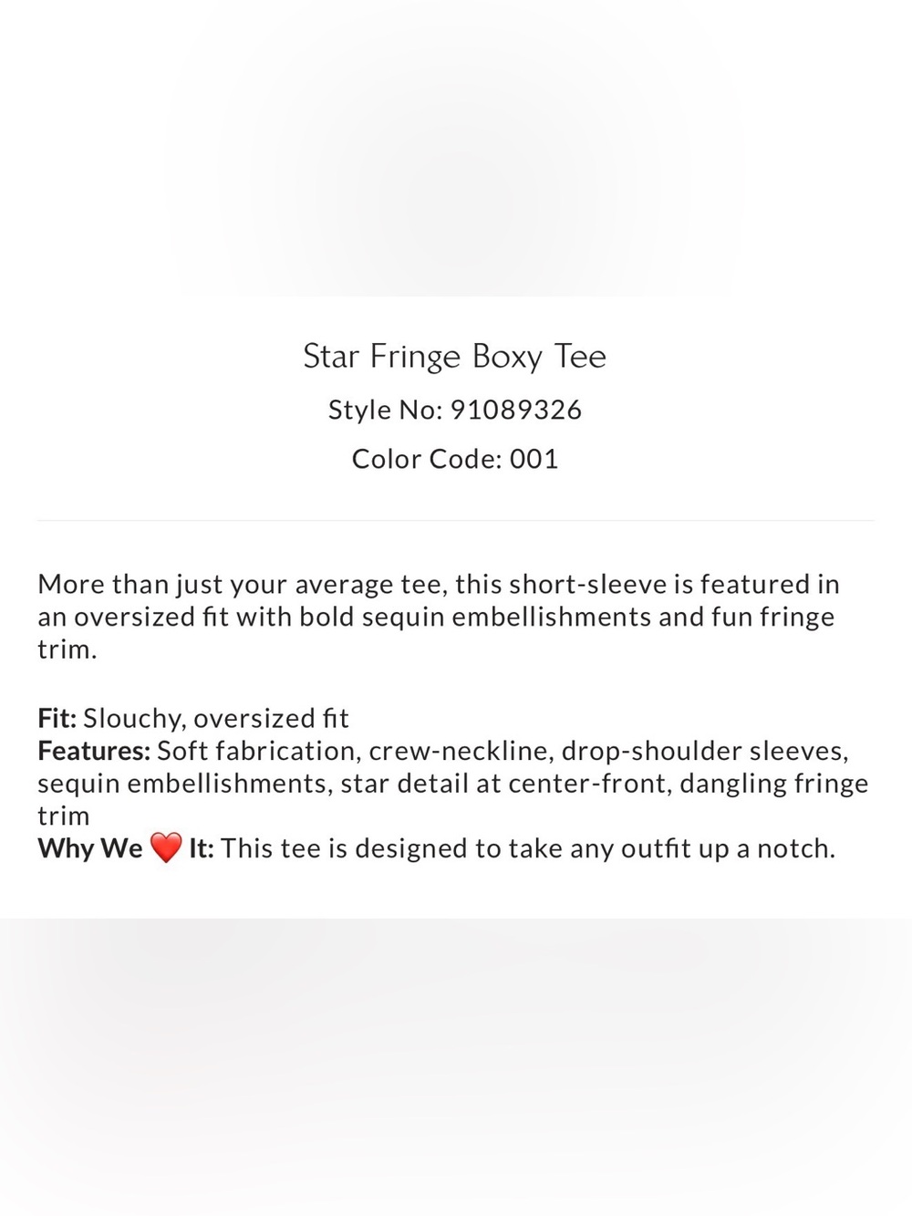 NWOT Star Fringe Boxy Tee - Picture 5 of 6